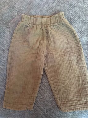 Organic Zoo Lightweight Gauze Elastic Waist Pants - Olive Brown